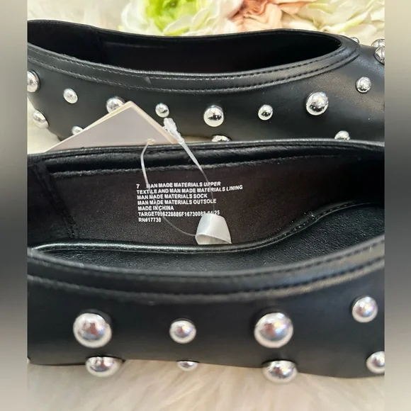 Black Flats with Silver Stud Accents NEW! FIRM!! 50% OFF - Picture 6 of 7
